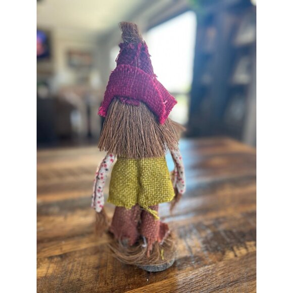 Vintage Handcrafted Straw/burlap/and vintage clothe Scarecrow Doll With Red Hat - Picture 4 of 12